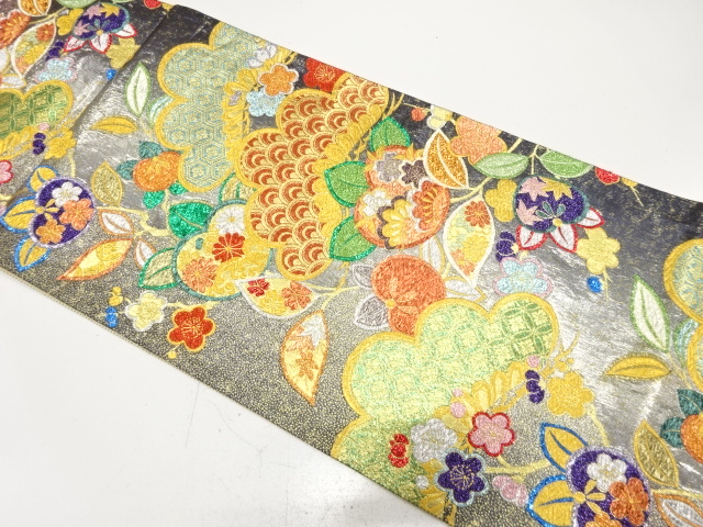 JAPANESE FUKURO OBI FOR FURISODE / WOVEN UME